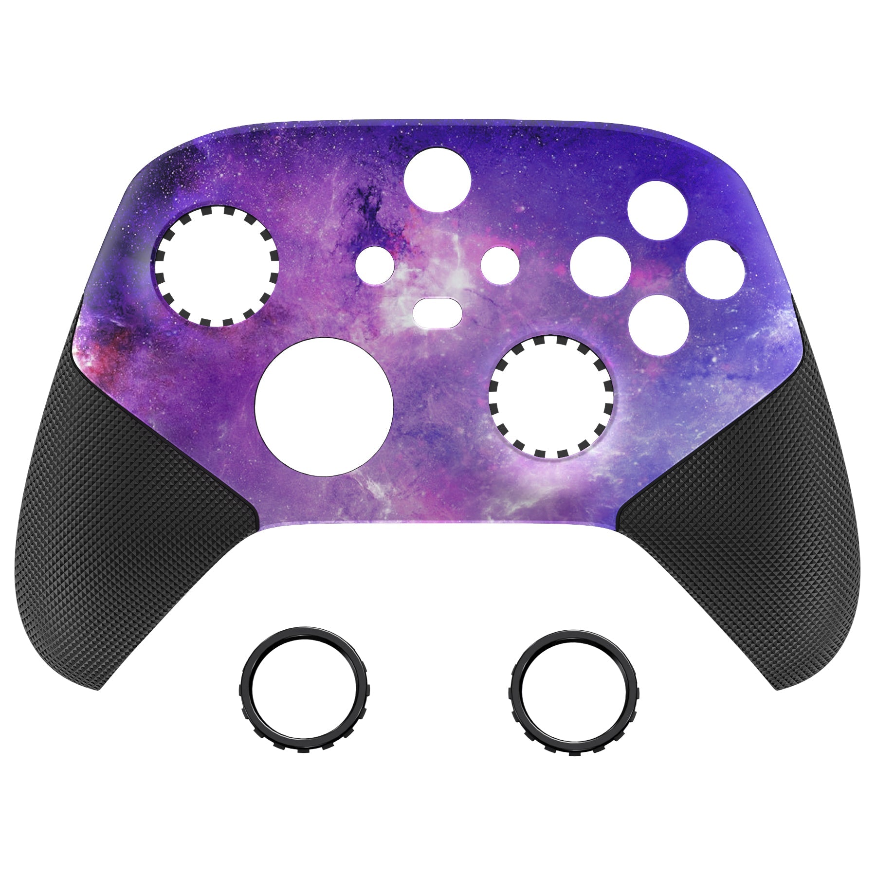 eXtremeRate Retail Nebula Galaxy ASR Version Performance Rubberized Grip Front Housing Shell  with Accent Rings for Xbox Series X/S Controller - FX3C1003