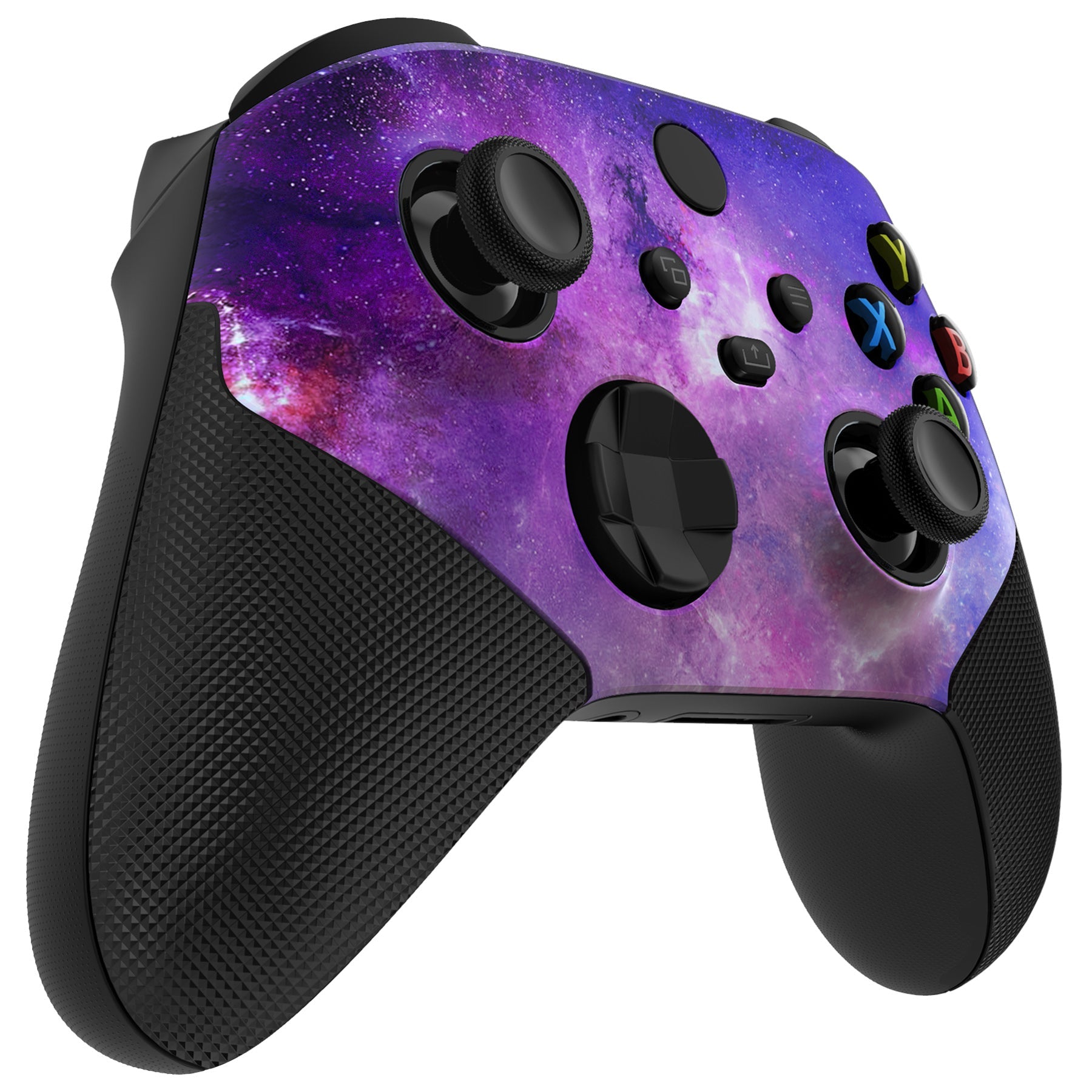 eXtremeRate Retail Nebula Galaxy ASR Version Performance Rubberized Grip Front Housing Shell  with Accent Rings for Xbox Series X/S Controller - FX3C1003