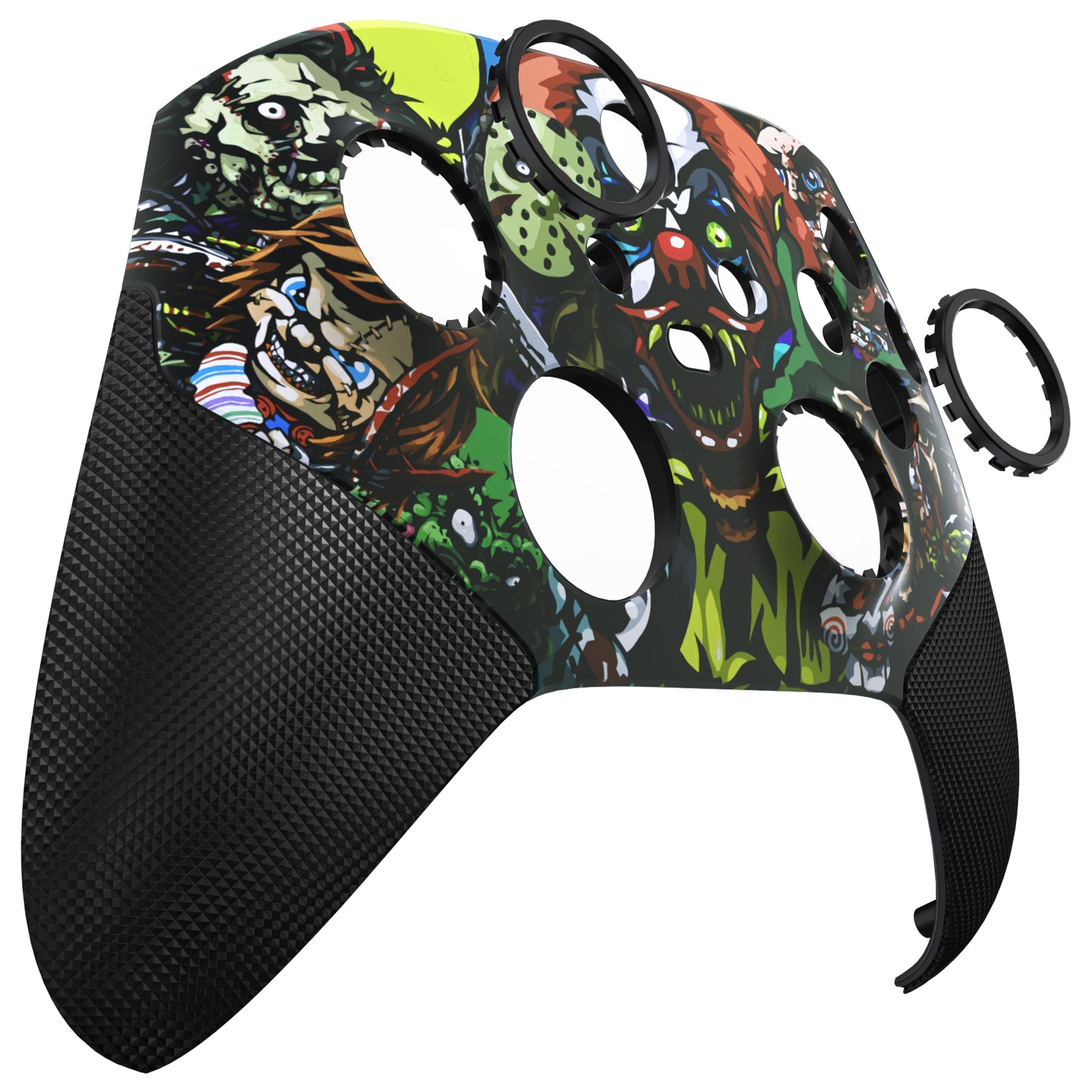 eXtremeRate Retail Scary Party ASR Version Performance Rubberized Grip Front Housing Shell  with Accent Rings for Xbox Series X/S Controller - FX3C1005