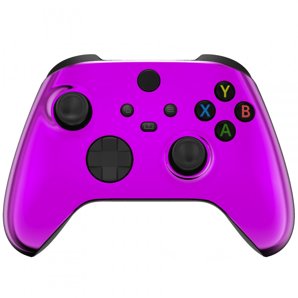 eXtremeRate Retail Replacement Front Housing Shell for Xbox Series X Controller, Chrome Purple Custom Cover Faceplate for Xbox Series S Controller - Controller NOT Included - FX3D405