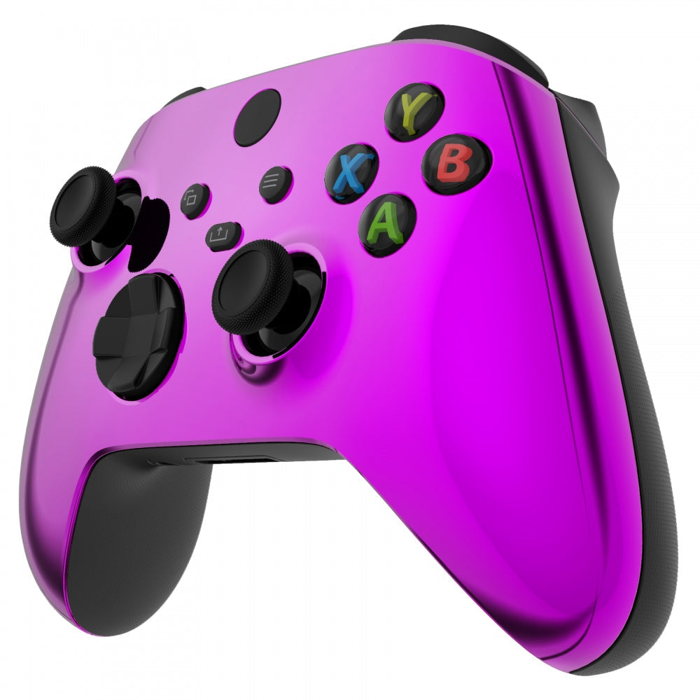 eXtremeRate Retail Replacement Front Housing Shell for Xbox Series X Controller, Chrome Purple Custom Cover Faceplate for Xbox Series S Controller - Controller NOT Included - FX3D405