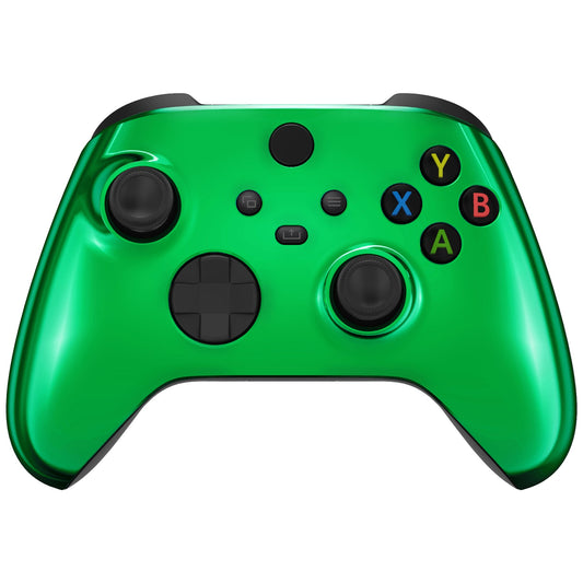 eXtremeRate Retail Chrome Green Replacement Front Housing Shell for Xbox Series X/S Controller, Custom Cover Faceplate for Xbox Core Controller - Controller NOT Included - FX3D406