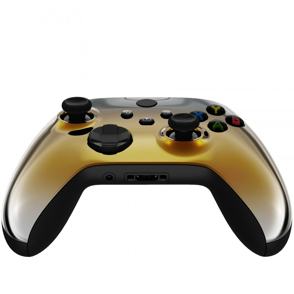 eXtremeRate Retail Replacement Front Housing Shell for Xbox Series X Controller, Chrome Black Gold Silver Custom Cover Faceplate for Xbox Series S Controller - Controller NOT Included - FX3D410
