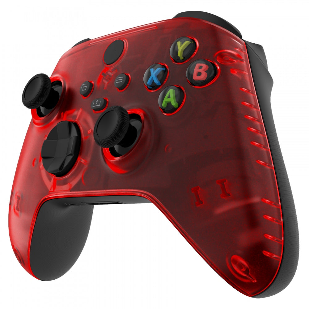 eXtremeRate Retail Replacement Front Housing Shell for Xbox Series X Controller, Clear Red Custom Cover Faceplate for Xbox Series S Controller - Controller NOT Included - FX3M502
