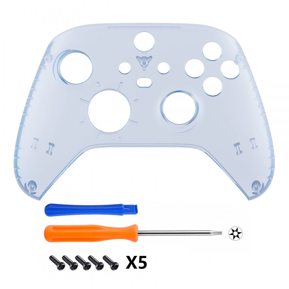 eXtremeRate Retail Replacement Front Housing Shell for Xbox Series X Controller, Clear Glacier Blue Custom Cover Faceplate for Xbox Series S Controller - Controller NOT Included - FX3M506