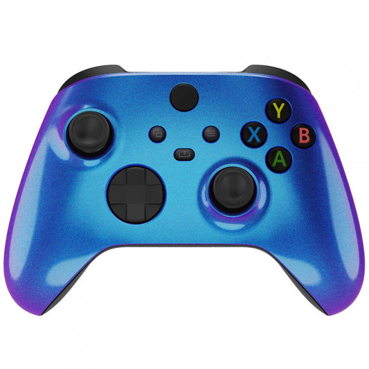 eXtremeRate Retail Chameleon Puple Blue Glossy Replacement Front Housing Shell for Xbox Series X Controller, Custom Cover Faceplate for Xbox Series S Controller - Controller NOT Included - FX3P301