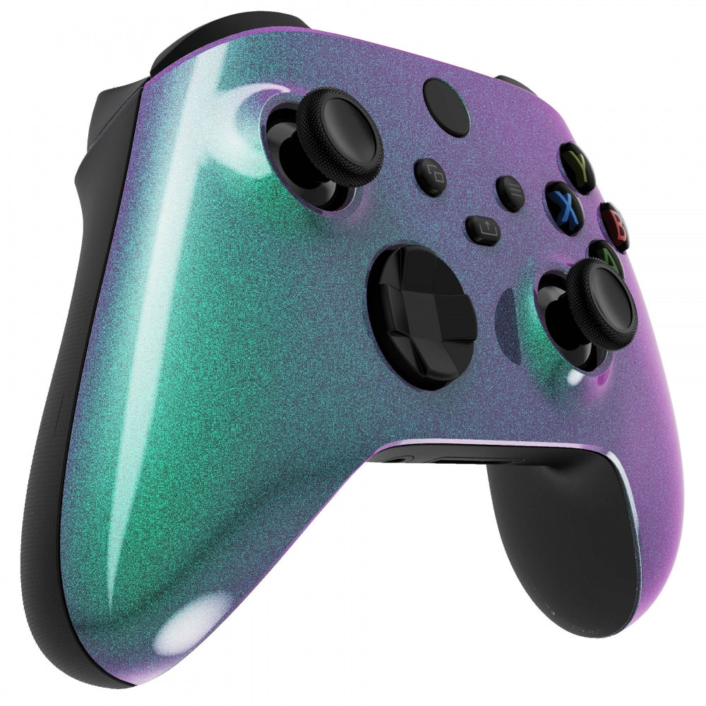 eXtremeRate Retail Chameleon Green Purple Glossy Replacement Front Housing Shell for Xbox Series X Controller, Custom Cover Faceplate for Xbox Series S Controller - Controller NOT Included - FX3P302
