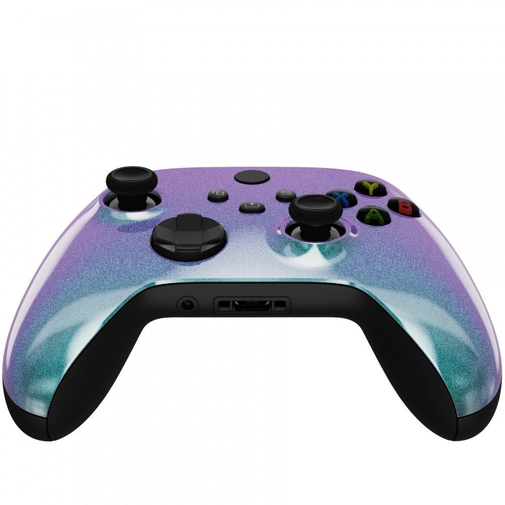 eXtremeRate Retail Chameleon Green Purple Glossy Replacement Front Housing Shell for Xbox Series X Controller, Custom Cover Faceplate for Xbox Series S Controller - Controller NOT Included - FX3P302