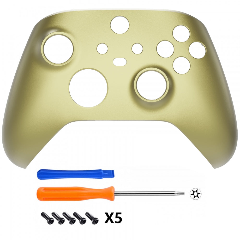 eXtremeRate Retail Champagne Gold Replacement Part Faceplate, Soft Touch Grip Housing Shell Case for Xbox Series S & Xbox Series X Controller Accessories - Controller NOT Included - FX3P333