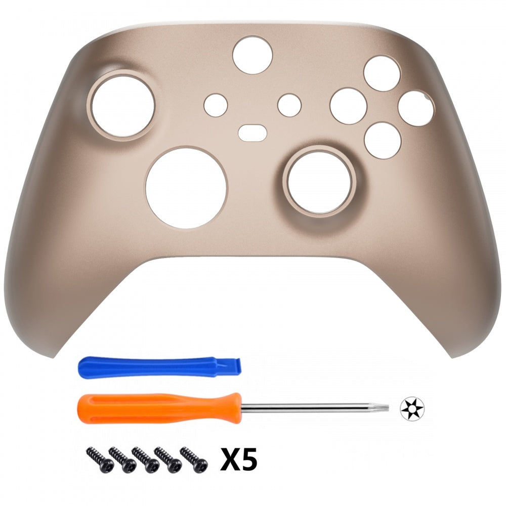 eXtremeRate Retail Rose Gold Replacement Part Faceplate,Grip Housing Shell Case for Xbox Series S & Xbox Series X Controller Accessories - Controller NOT Included - FX3P347