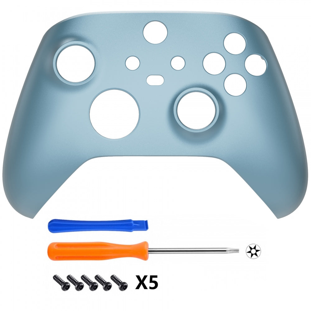 eXtremeRate Retail Titanium Blue Replacement Part Faceplate, Grip Housing Shell Case for Xbox Series S & Xbox Series X Controller Accessories - Controller NOT Included - FX3P348