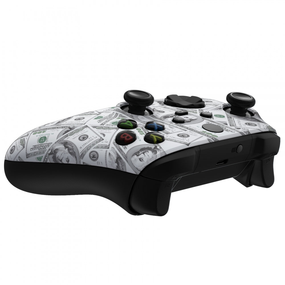 eXtremeRate Retail 100$ Cash Money Replacement Part Faceplate, Soft Touch Grip Housing Shell Case for Xbox Series S & Xbox Series X Controller Accessories - Controller NOT Included - FX3S203
