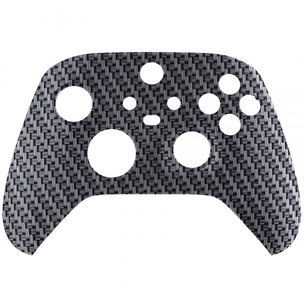 eXtremeRate Retail Black Silver Carbon Fiber Replacement Part Faceplate, Soft Touch Grip Housing Shell Case for Xbox Series S & Xbox Series X Controller Accessories - Controller NOT Included - FX3S209