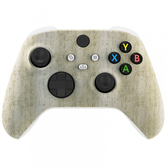 eXtremeRate Retail Pine Wood Grain Replacement Part Faceplate, Soft Touch Grip Housing Shell Case for Xbox Series S & Xbox Series X Controller Accessories - Controller NOT Included - FX3S210