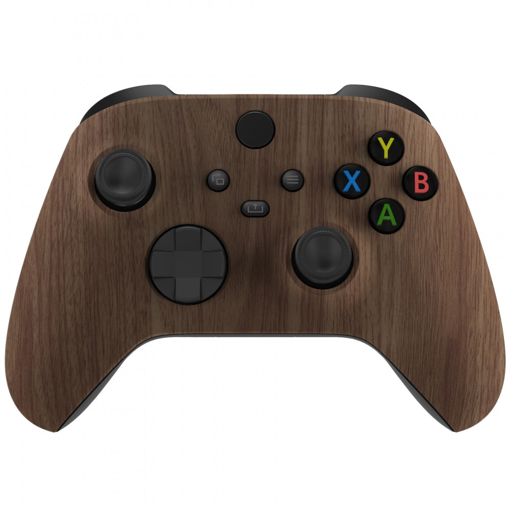 eXtremeRate Retail Wood Grain Replacement Part Faceplate, Soft Touch Grip Housing Shell Case for Xbox Series S & Xbox Series X Controller Accessories - Controller NOT Included - FX3S215