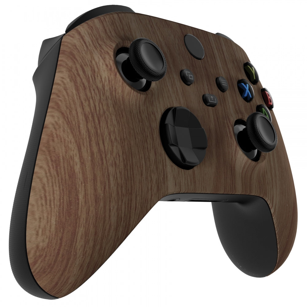 eXtremeRate Retail Wood Grain Replacement Part Faceplate, Soft Touch Grip Housing Shell Case for Xbox Series S & Xbox Series X Controller Accessories - Controller NOT Included - FX3S215