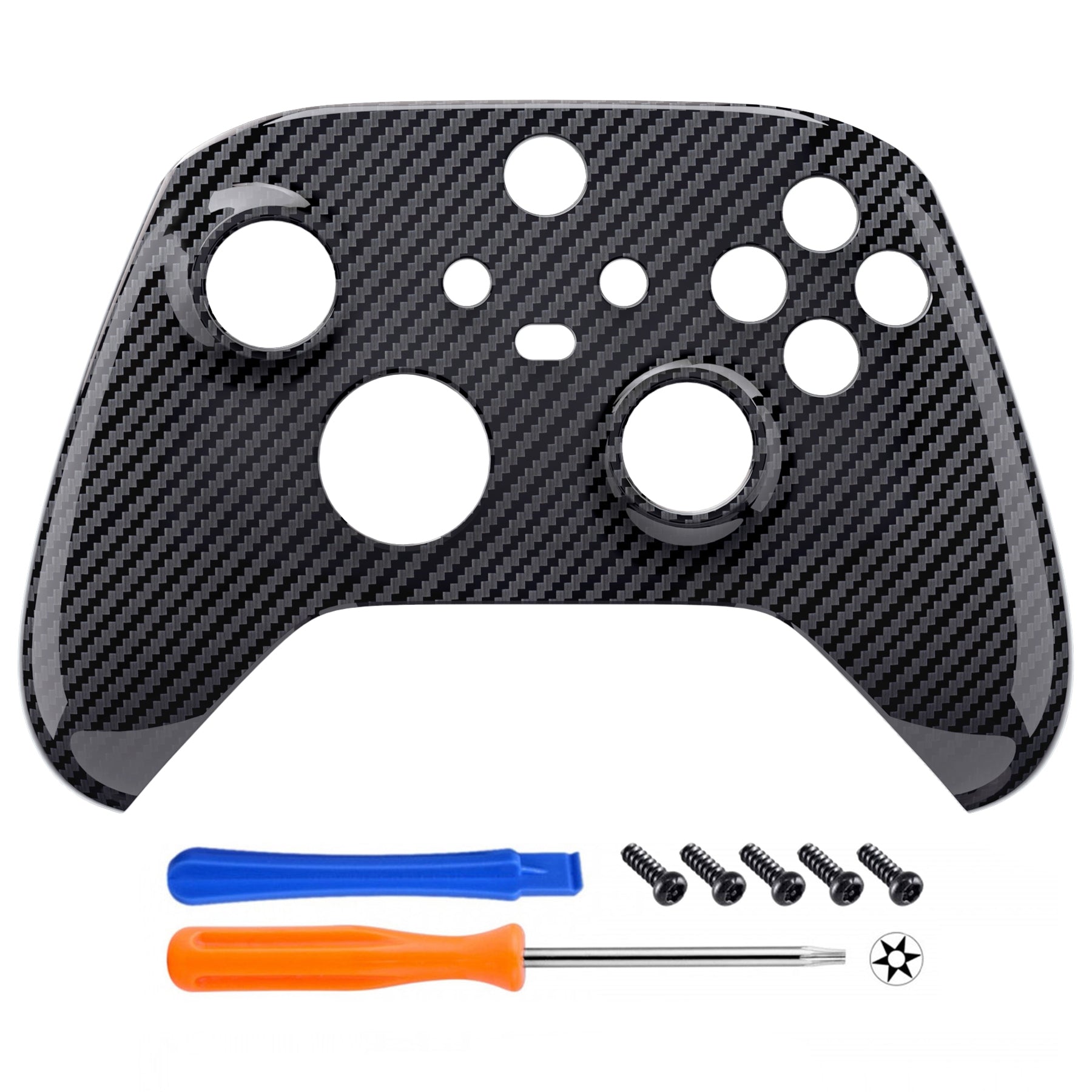 eXtremeRate Replacement Front Housing Shell for Xbox Series X & S  Controller - Graphite Carbon Fiber Pattern