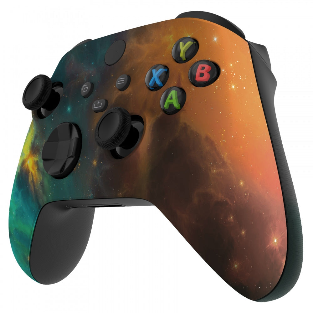 eXtremeRate Retail Orange Star Universe Replacement Part Faceplate, Soft Touch Grip Housing Shell Case for Xbox Series S & Xbox Series X Controller Accessories - Controller NOT Included - FX3T102