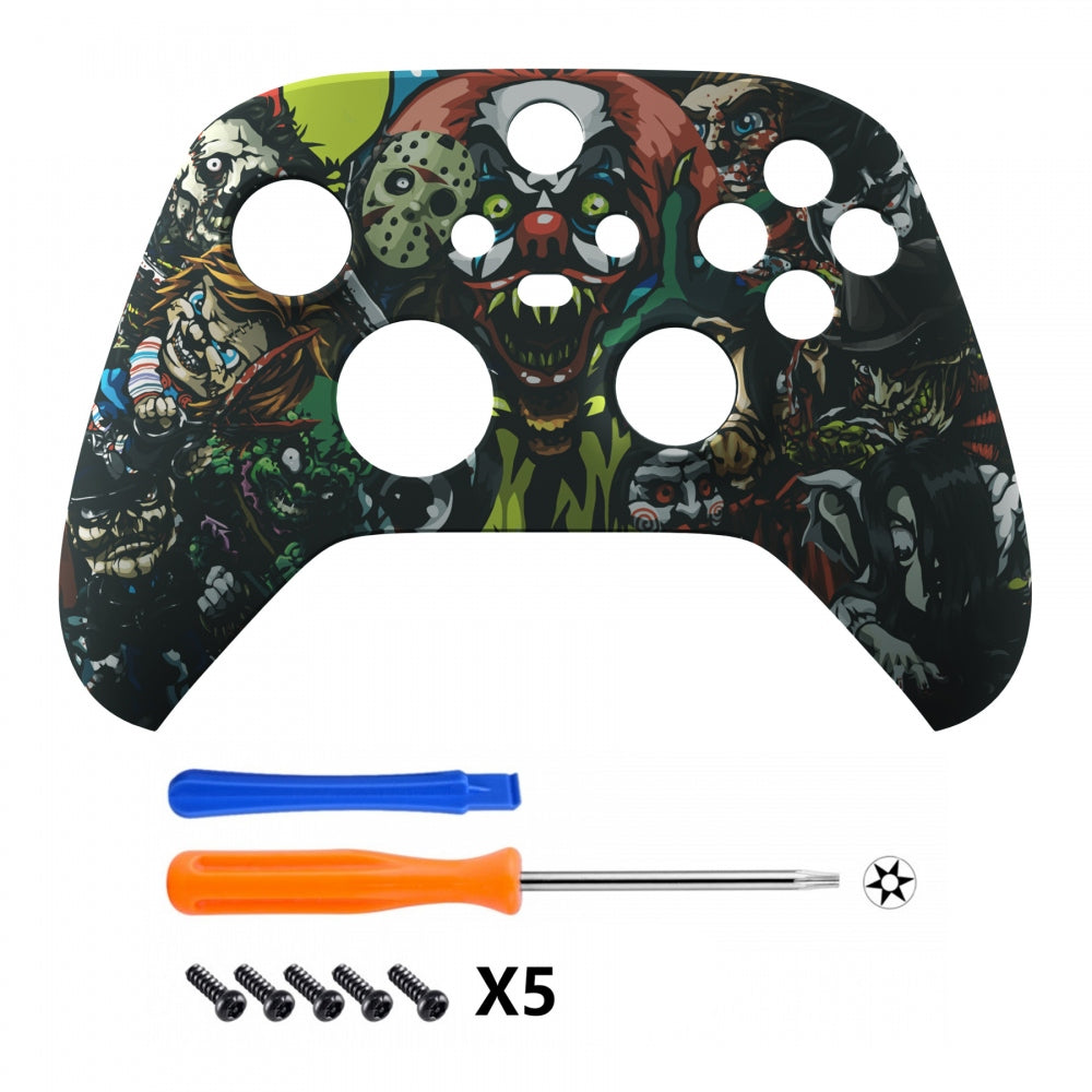 eXtremeRate Retail Scary Party Replacement Part Faceplate, Soft Touch Grip Housing Shell Case for Xbox Series S & Xbox Series X Controller Accessories - Controller NOT Included - FX3T104