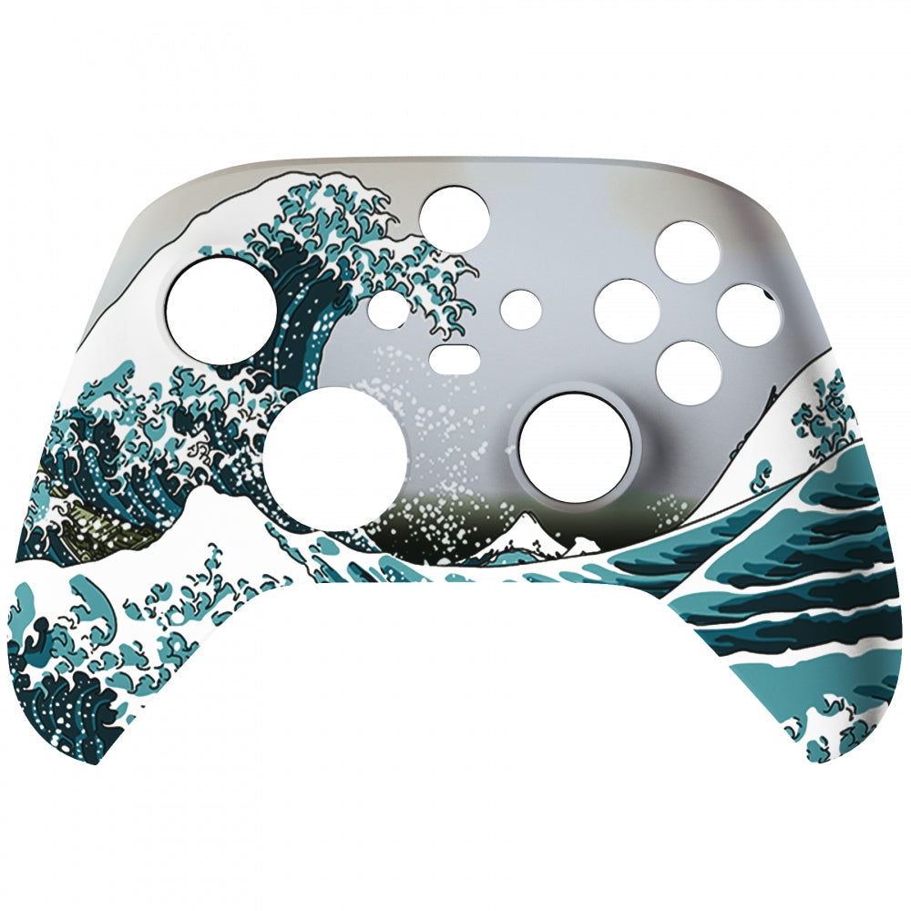 eXtremeRate Retail The Great Wave Replacement Part Faceplate, Soft Touch Grip Housing Shell Case for Xbox Series S & Xbox Series X Controller Accessories - Controller NOT Included - FX3T106