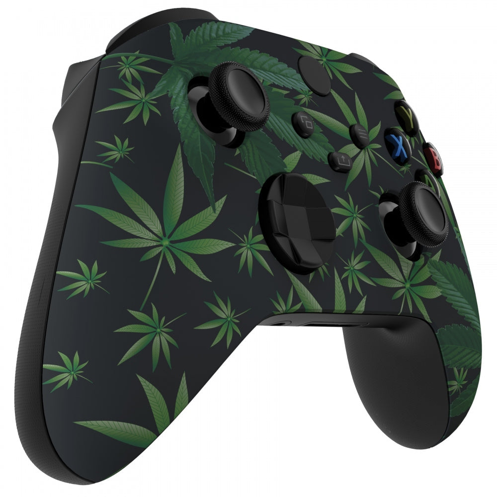 eXtremeRate Retail Green Weeds Replacement Part Faceplate, Soft Touch Grip Housing Shell Case for Xbox Series S & Xbox Series X Controller Accessories - Controller NOT Included - FX3T111