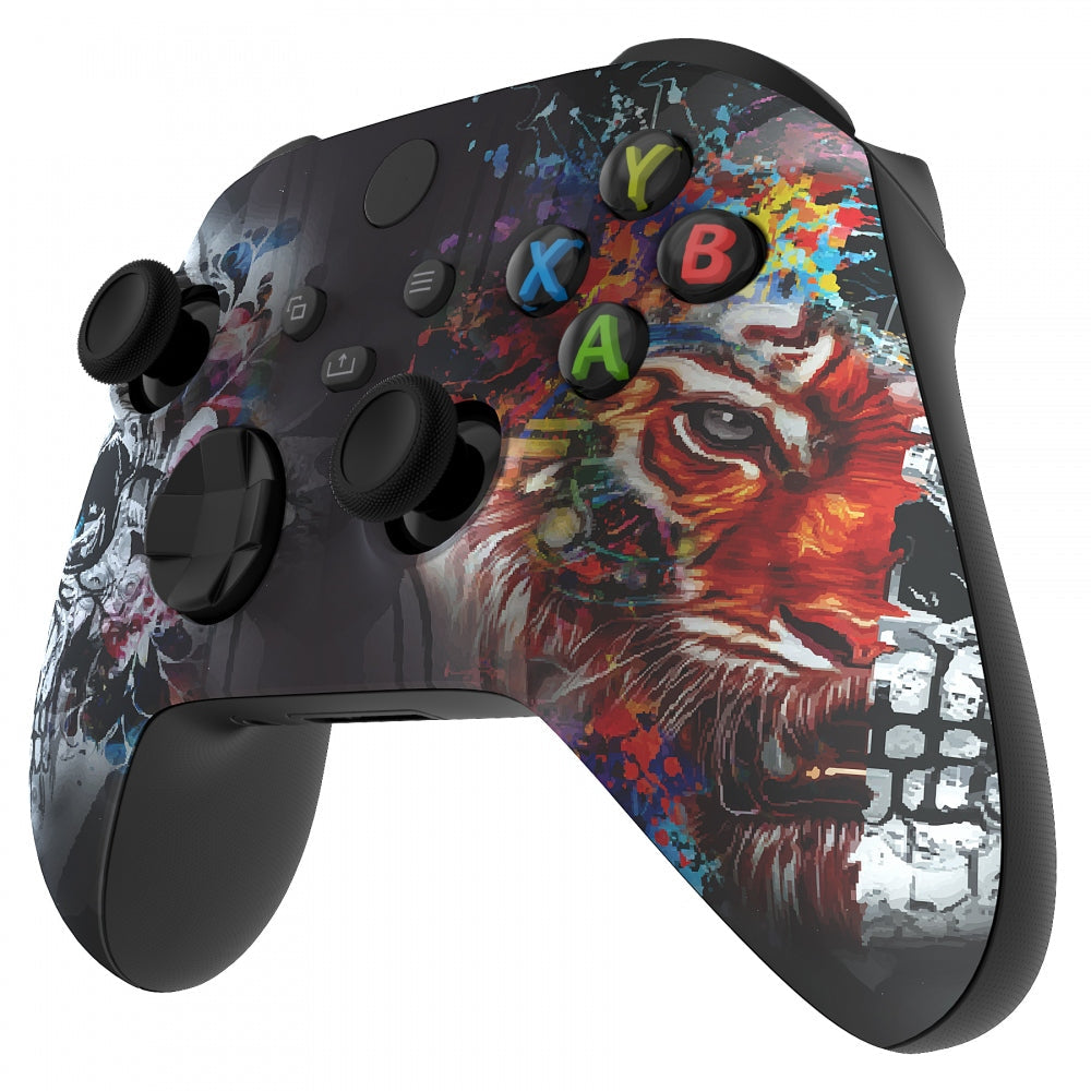 eXtremeRate Retail Tiger Skull Replacement Part Faceplate, Soft Touch Grip Housing Shell Case for Xbox Series S & Xbox Series X Controller Accessories - Controller NOT Included - FX3T113