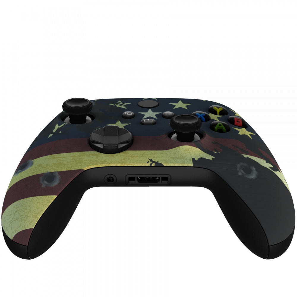 eXtremeRate Retail US Flag The Stars & Stripes Replacement Part Faceplate, Soft Touch Grip Housing Shell Case for Xbox Series S & Xbox Series X Controller Accessories - Controller NOT Included - FX3T114