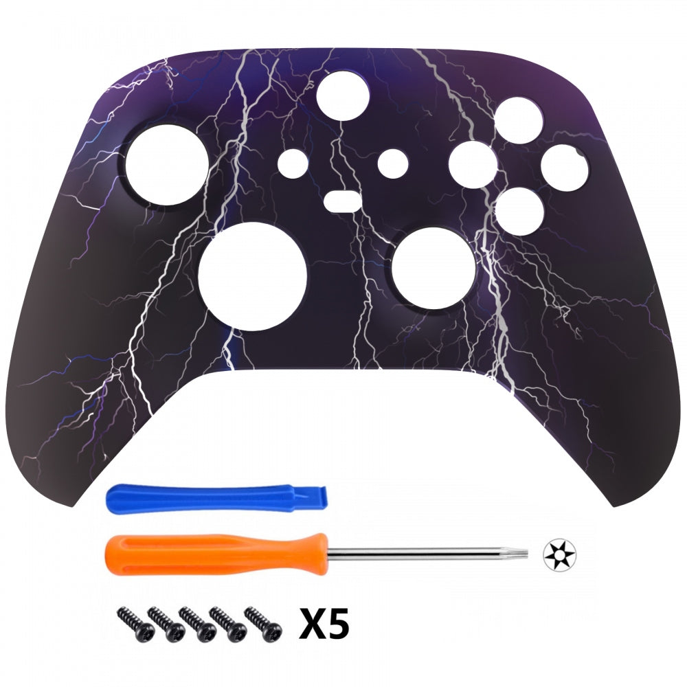 eXtremeRate Retail Purple Storm Replacement Part Faceplate, Soft Touch Grip Housing Shell Case for Xbox Series S & Xbox Series X Controller Accessories - Controller NOT Included - FX3T118