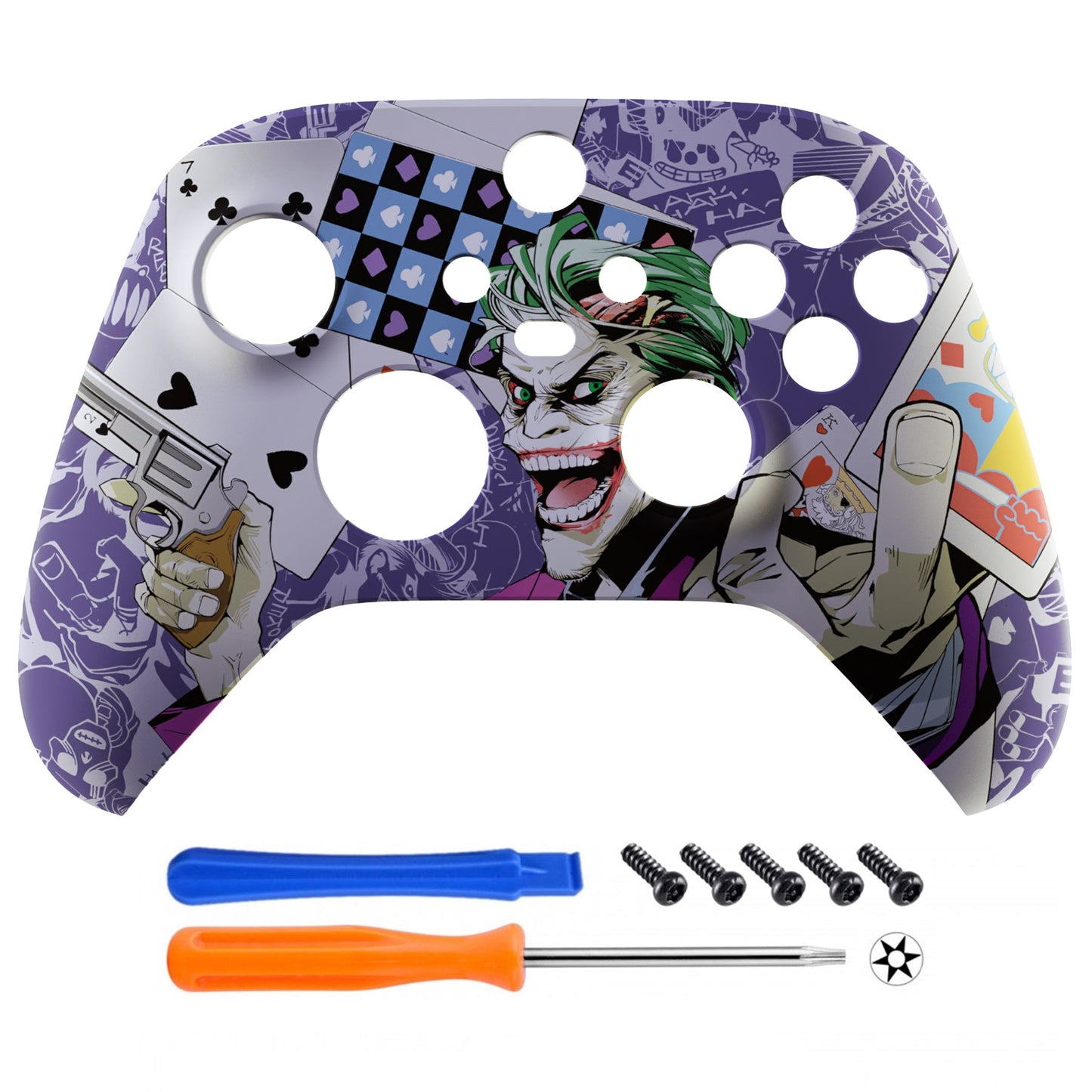 eXtremeRate Retail Clown Cards Replacement Part Faceplate, Soft Touch Grip Housing Shell Case for Xbox Series S & Xbox Series X Controller Accessories - Controller NOT Included - FX3T129