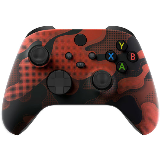 eXtremeRate Retail Red Black Camouflage Replacement Part Faceplate, Soft Touch Grip Housing Shell Case for Xbox Series S & Xbox Series X Controller Accessories - Controller NOT Included - FX3T135