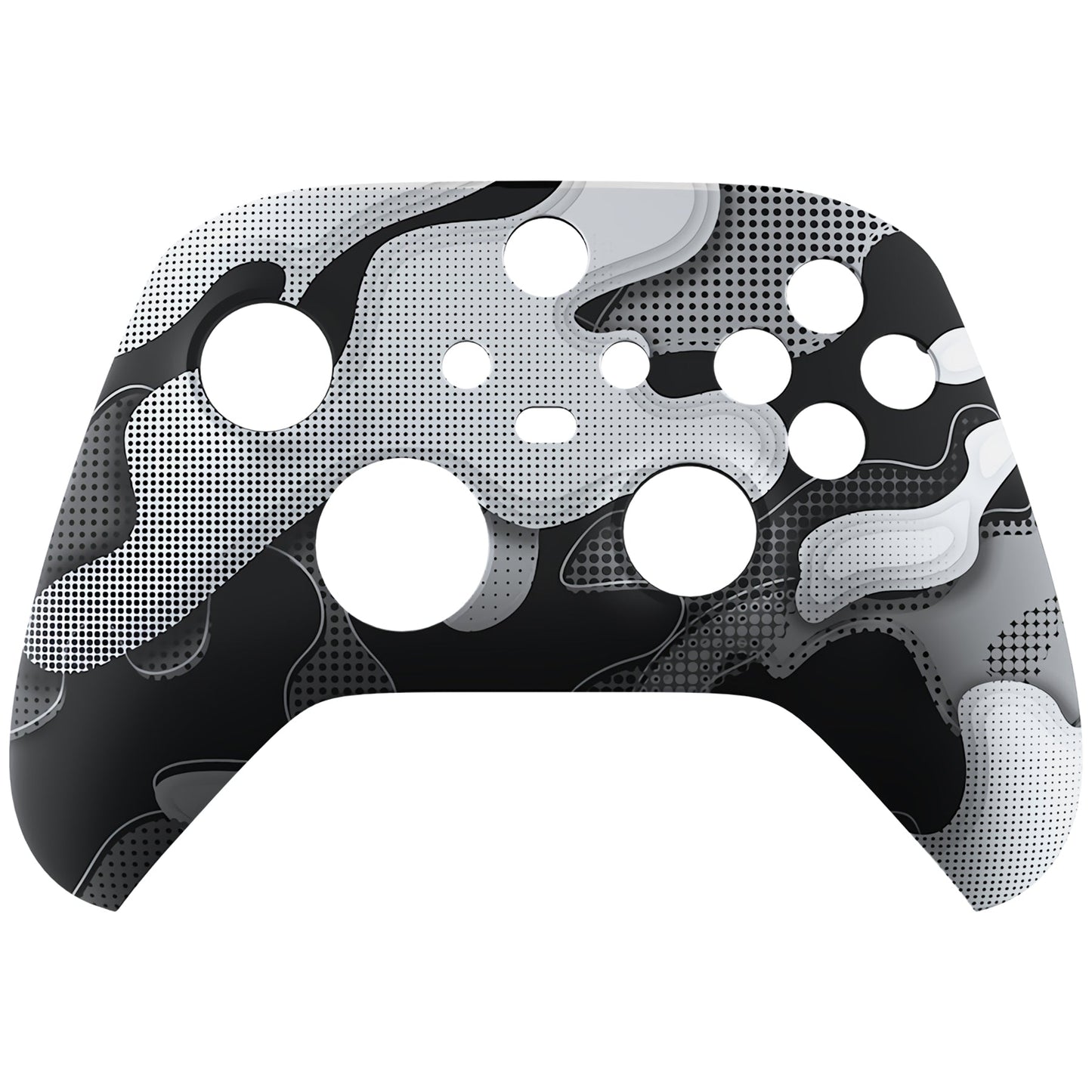 eXtremeRate Retail Black White Camouflage Replacement Part Faceplate, Soft Touch Grip Housing Shell Case for Xbox Series S & Xbox Series X Controller Accessories - Controller NOT Included - FX3T136