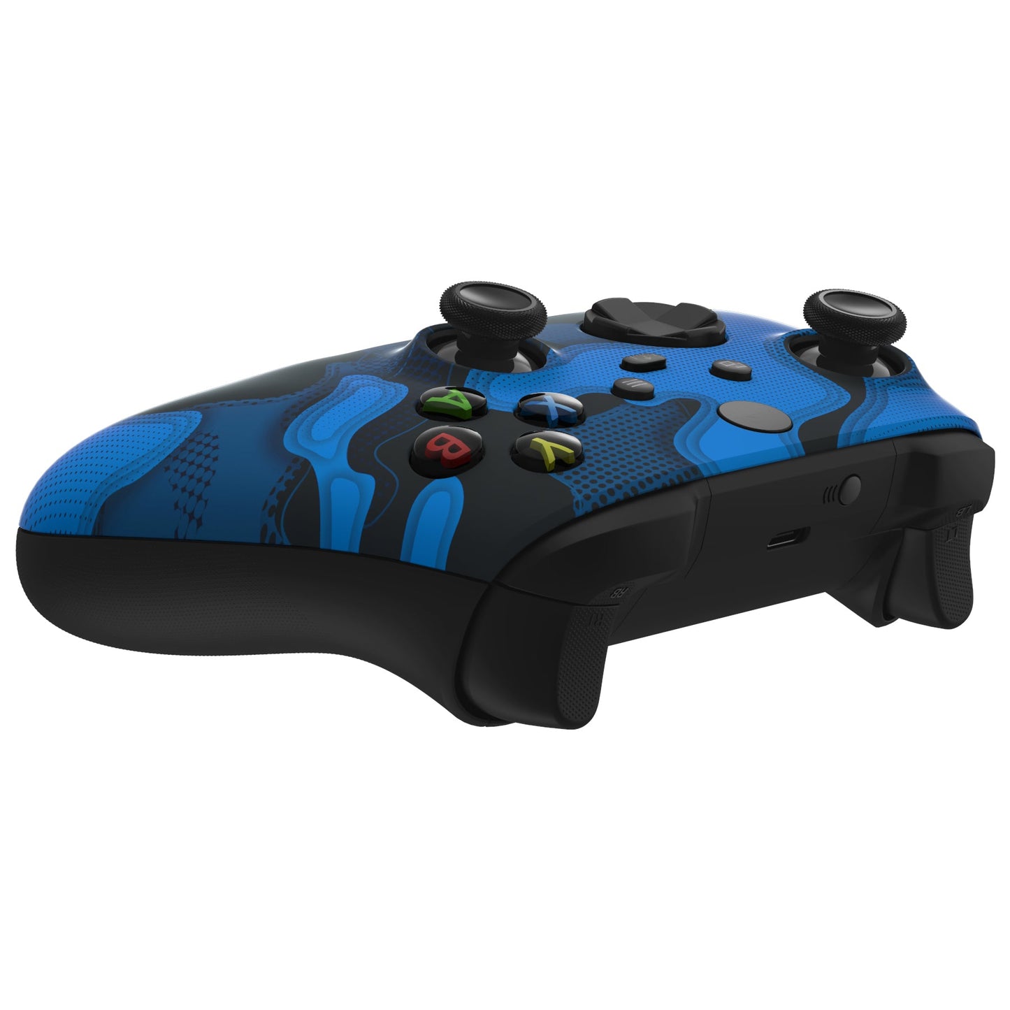 eXtremeRate Retail Blue Black Camouflage Replacement Part Faceplate, Soft Touch Grip Housing Shell Case for Xbox Series S & Xbox Series X Controller Accessories - Controller NOT Included - FX3T137