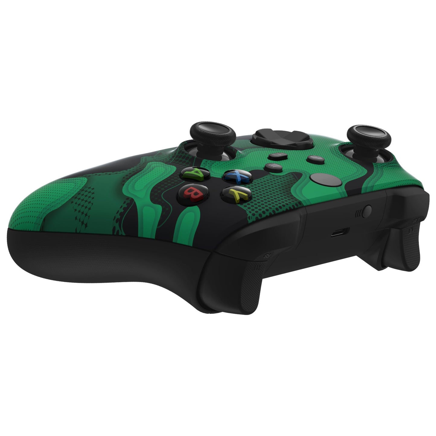 eXtremeRate Retail Green Black Camouflage Replacement Part Faceplate, Soft Touch Grip Housing Shell Case for Xbox Series S & Xbox Series X Controller Accessories - Controller NOT Included - FX3T138