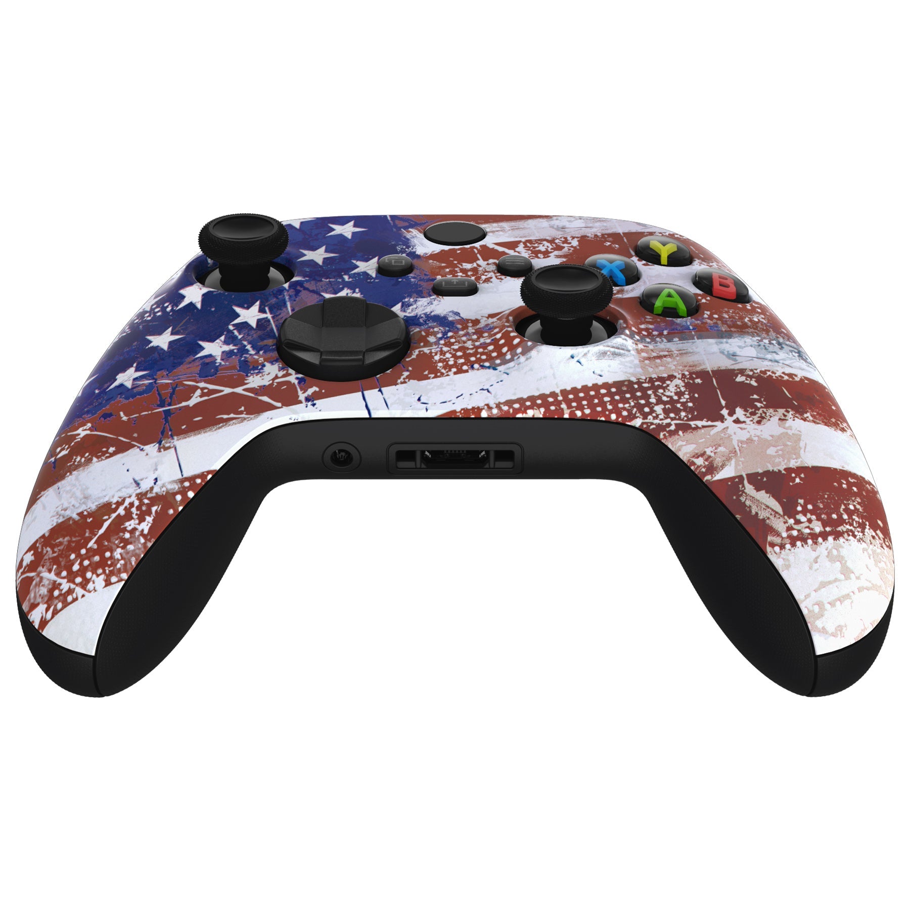 eXtremeRate Retail Impression US Flag Replacement Part Faceplate, Soft Touch Grip Housing Shell Case for Xbox Series S & Xbox Series X Controller Accessories - Controller NOT Included - FX3T143