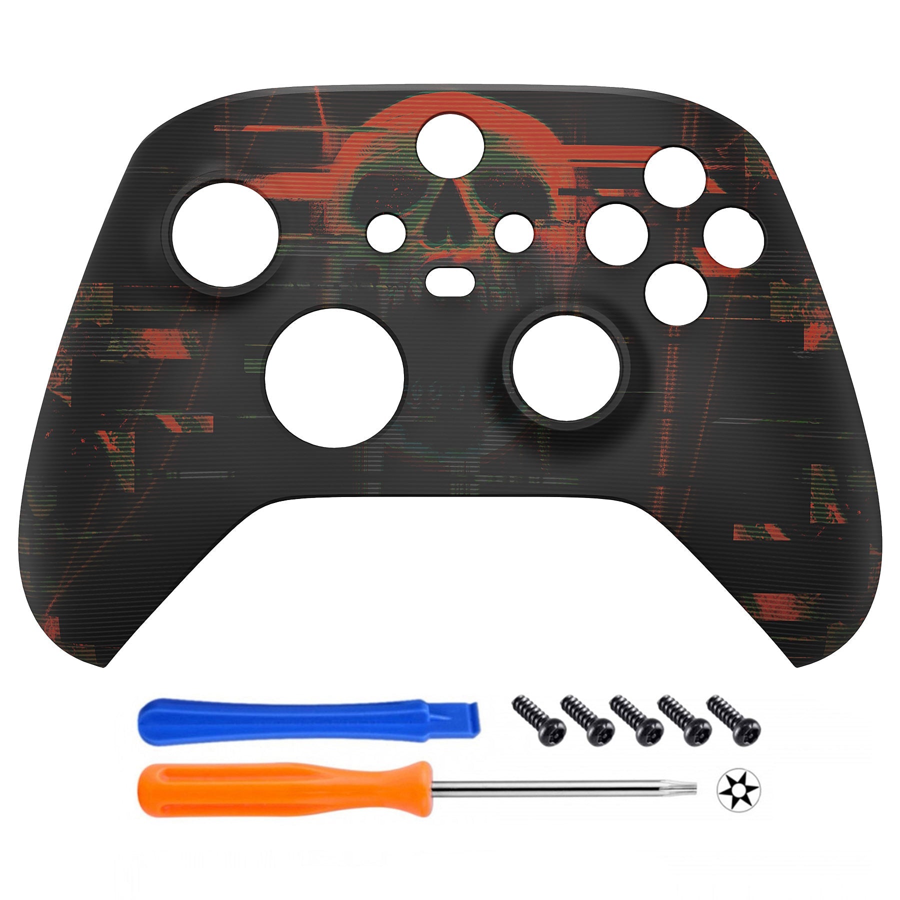 eXtremeRate Retail Blurred Screaming Skull Replacement Part Faceplate, Soft Touch Grip Housing Shell Case for Xbox Series S & Xbox Series X Controller Accessories - Controller NOT Included - FX3T148