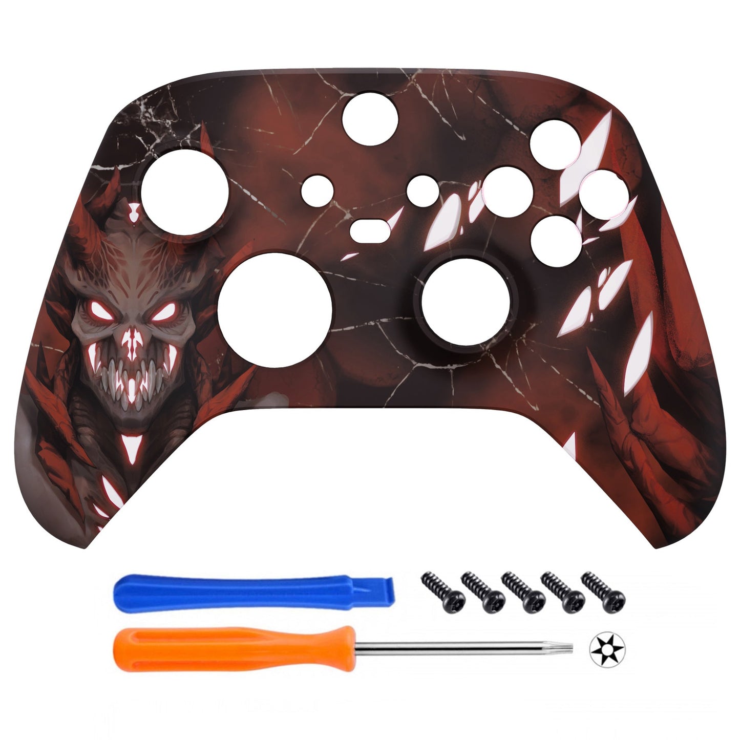 eXtremeRate Retail Scarlet Demon Replacement Part Faceplate, Soft Touch Grip Housing Shell Case for Xbox Series S & Xbox Series X Controller Accessories - Controller NOT Included - FX3T149