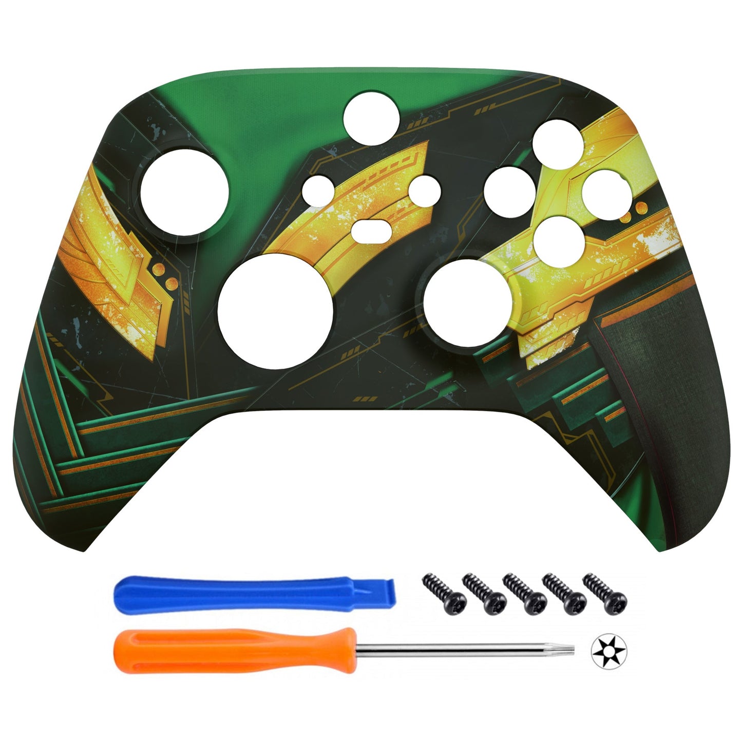 eXtremeRate Retail Armor of Ragnarok Replacement Part Faceplate, Soft Touch Grip Housing Shell Case for Xbox Series S & Xbox Series X Controller Accessories - Controller NOT Included - FX3T151