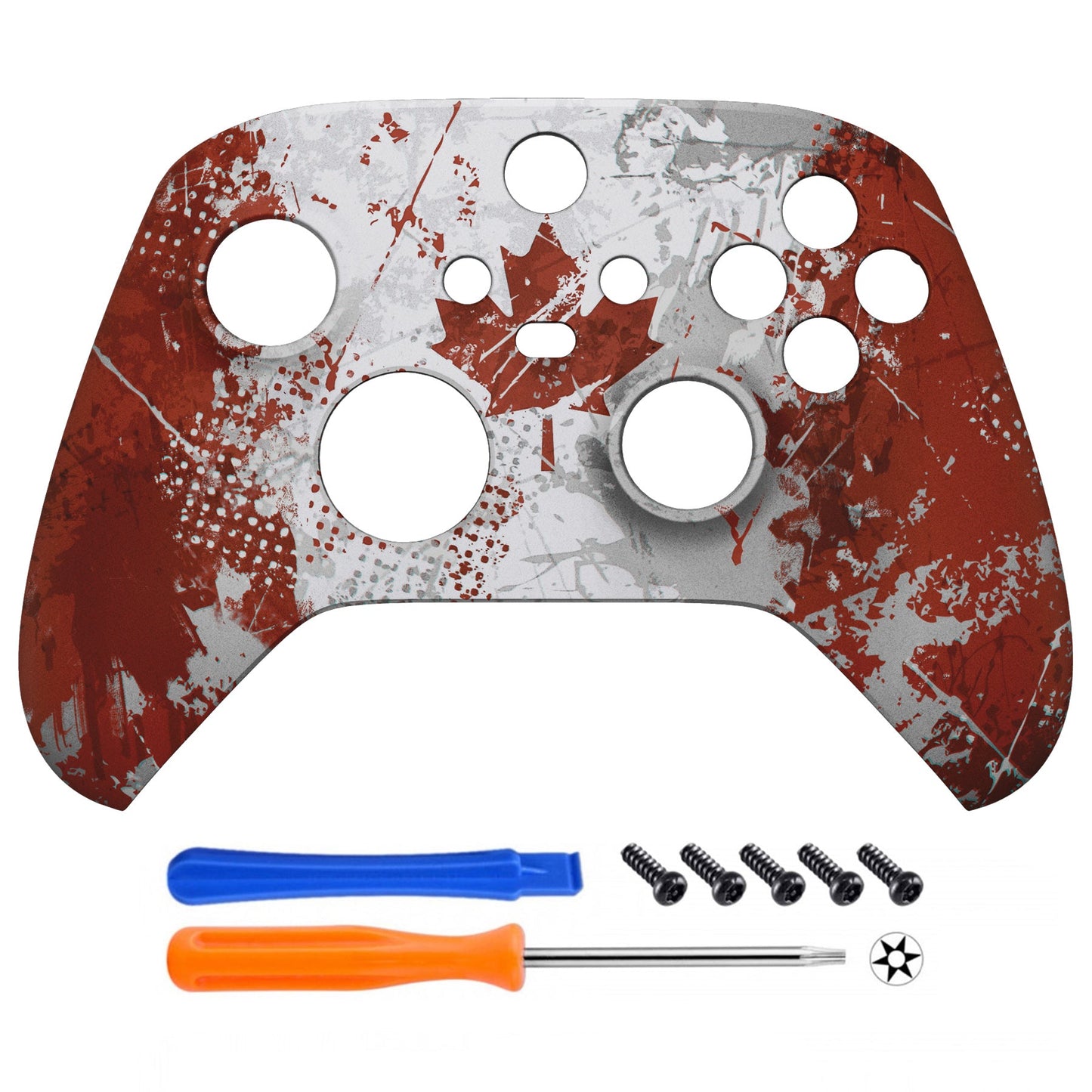 eXtremeRate Retail Impression Canada Flag Replacement Part Faceplate, Soft Touch Grip Housing Shell Case for Xbox Series S & Xbox Series X Controller Accessories - Controller NOT Included - FX3T153