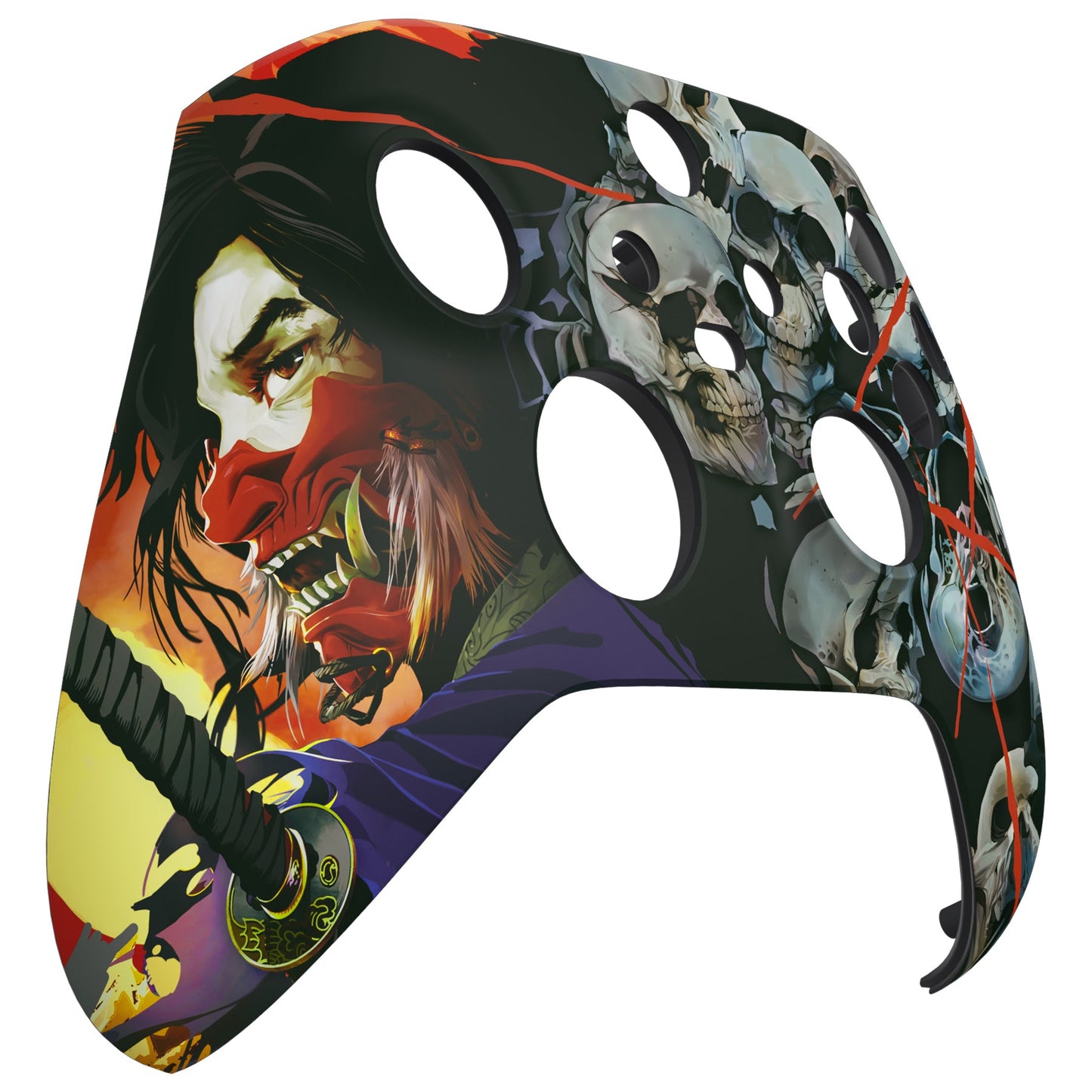 eXtremeRate Retail Ghost of Samurai Replacement Part Faceplate, Soft Touch Grip Housing Shell Case for Xbox Series S & Xbox Series X Controller Accessories - Controller NOT Included - FX3T154