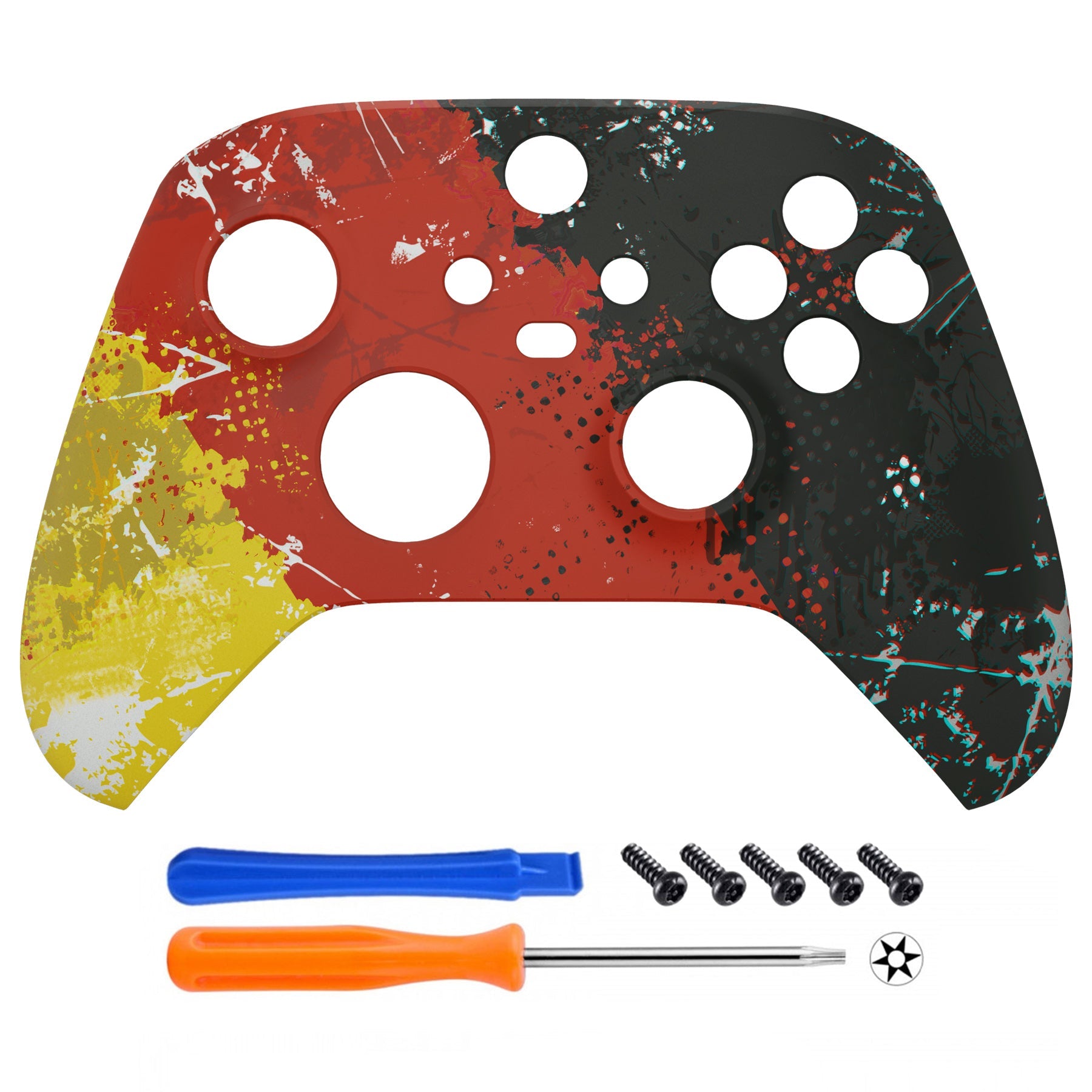 eXtremeRate Retail Impression Germany Flag Replacement Part Faceplate, Soft Touch Grip Housing Shell Case for Xbox Series S & Xbox Series X Controller Accessories - Controller NOT Included - FX3T155