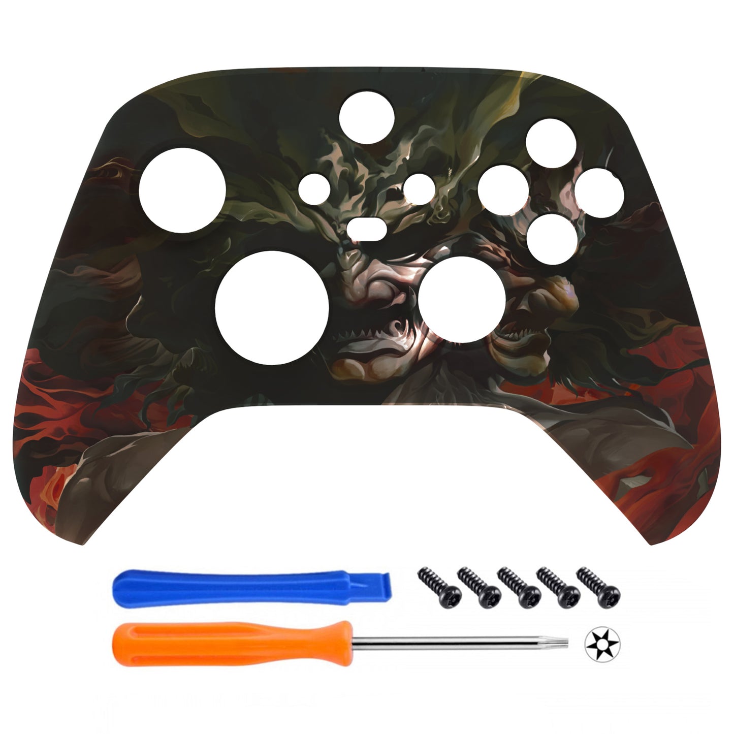 eXtremeRate Retail Rage of Asura Replacement Part Faceplate, Soft Touch Grip Housing Shell Case for Xbox Series S & Xbox Series X Controller Accessories - Controller NOT Included - FX3T163