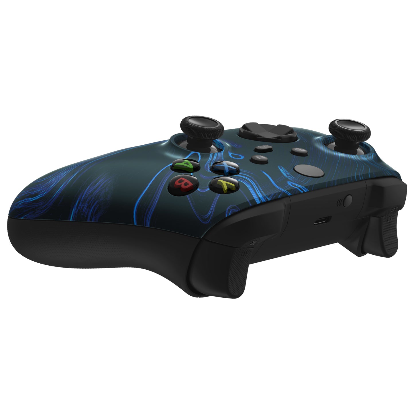 eXtremeRate Retail Blue Swirl Replacement Part Faceplate, Soft Touch Grip Housing Shell Case for Xbox Series S & Xbox Series X Controller Accessories - Controller NOT Included - FX3T168