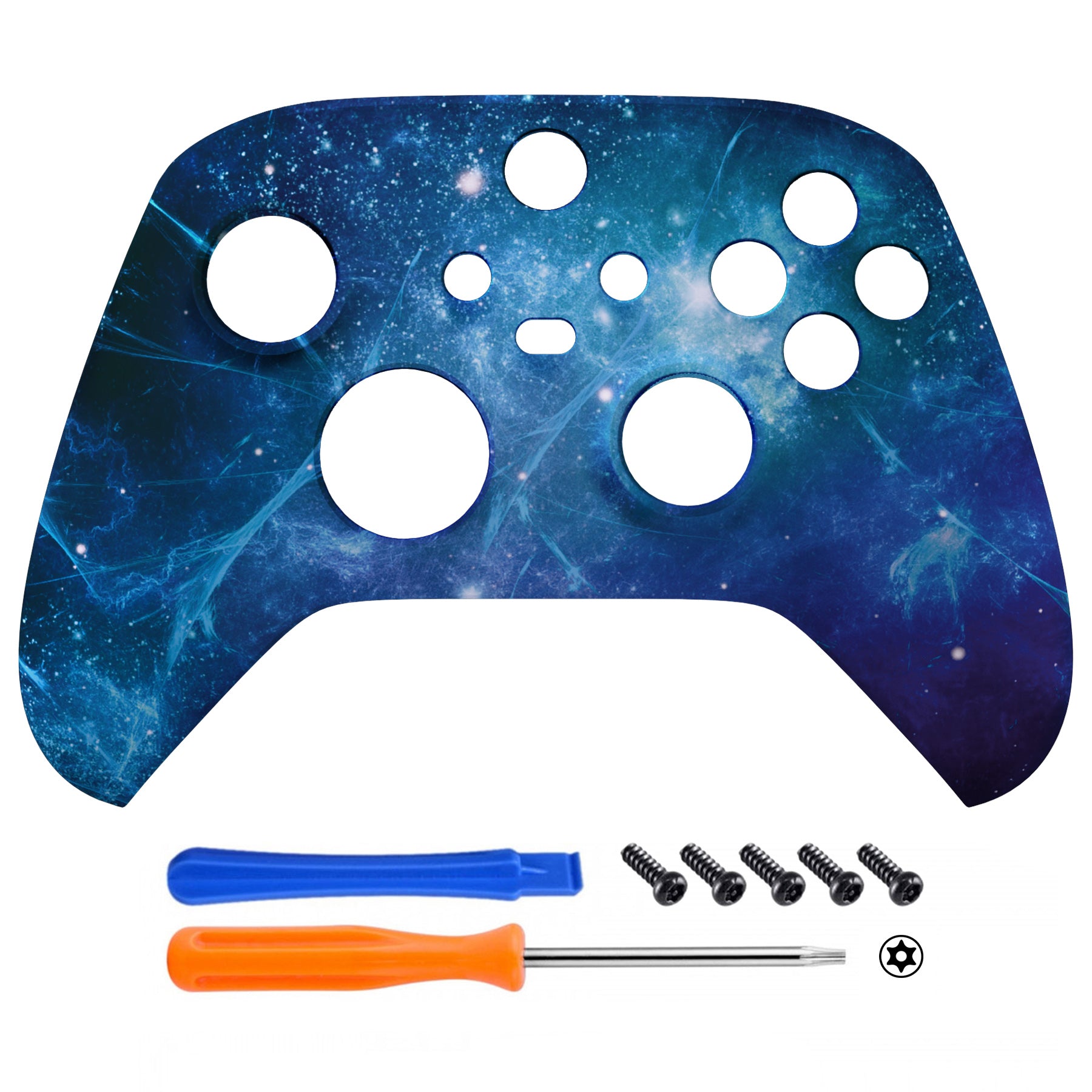 eXtremeRate Retail Blue Nebula Replacement Part Faceplate, Soft Touch Grip Housing Shell Case for Xbox Series S & Xbox Series X Controller Accessories - Controller NOT Included - FX3T172