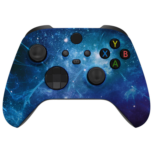 eXtremeRate Retail Blue Nebula Replacement Part Faceplate, Soft Touch Grip Housing Shell Case for Xbox Series S & Xbox Series X Controller Accessories - Controller NOT Included - FX3T172