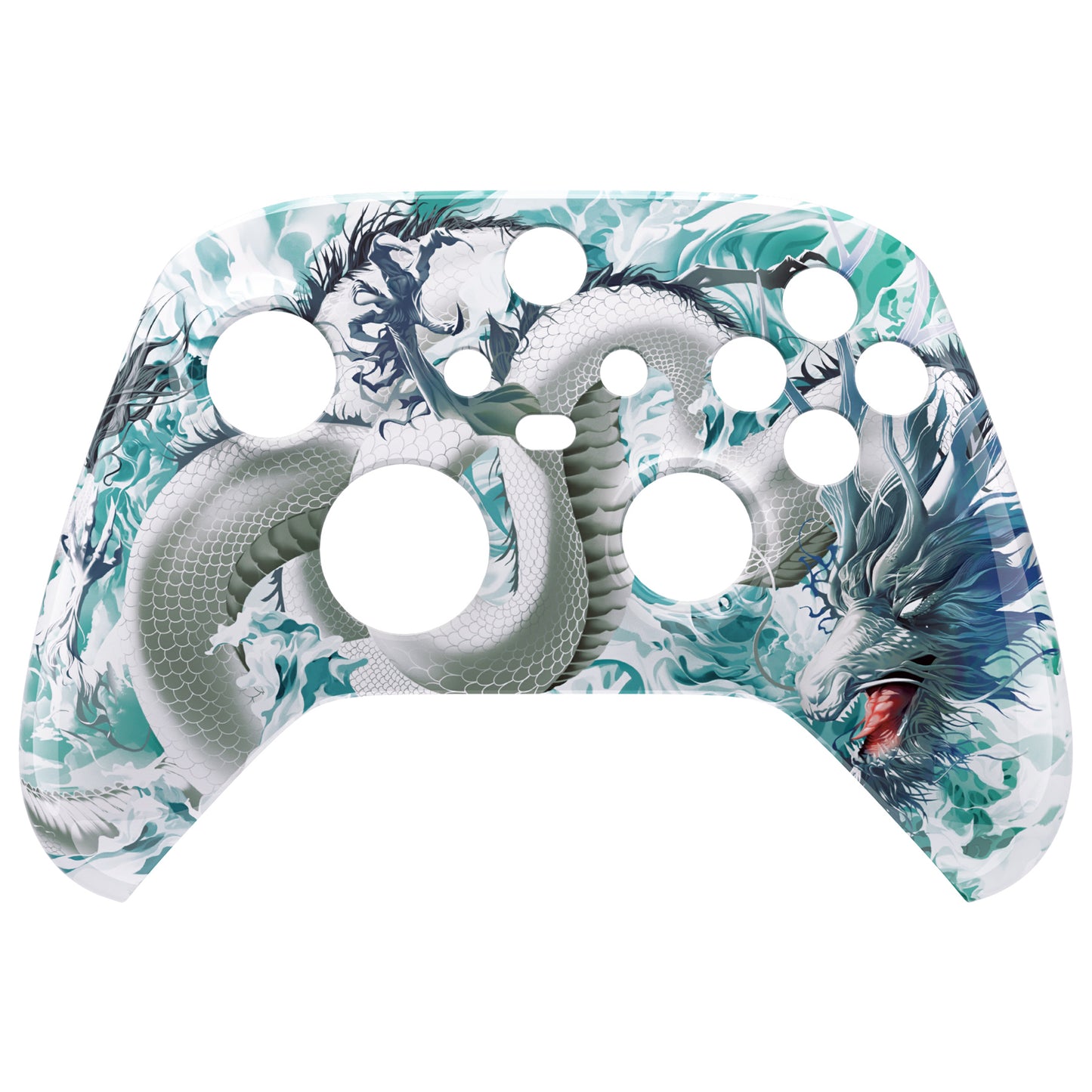 eXtremeRate Retail Jade Dragon - Cloud Dominator Replacement Part Faceplate, Soft Touch Grip Housing Shell Case for Xbox Series S & Xbox Series X Controller Accessories - Controller NOT Included - FX3T173