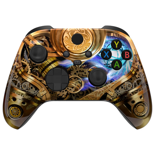 eXtremeRate Retail Steampunk & Magic Replacement Part Faceplate, Soft Touch Grip Housing Shell Case for Xbox Series S & Xbox Series X Controller Accessories - Controller NOT Included - FX3T179