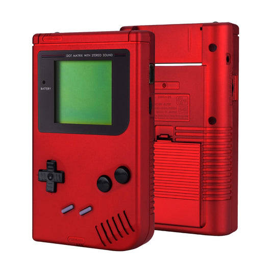eXtremeRate Retail Scarlet Red Soft Touch Case Cover Replacement Full Housing Shell for Gameboy Classic 1989 GB DMG-01 Console with w/ Screen Lens & Buttons Kit - Handheld Game Console NOT Included - GBFP303
