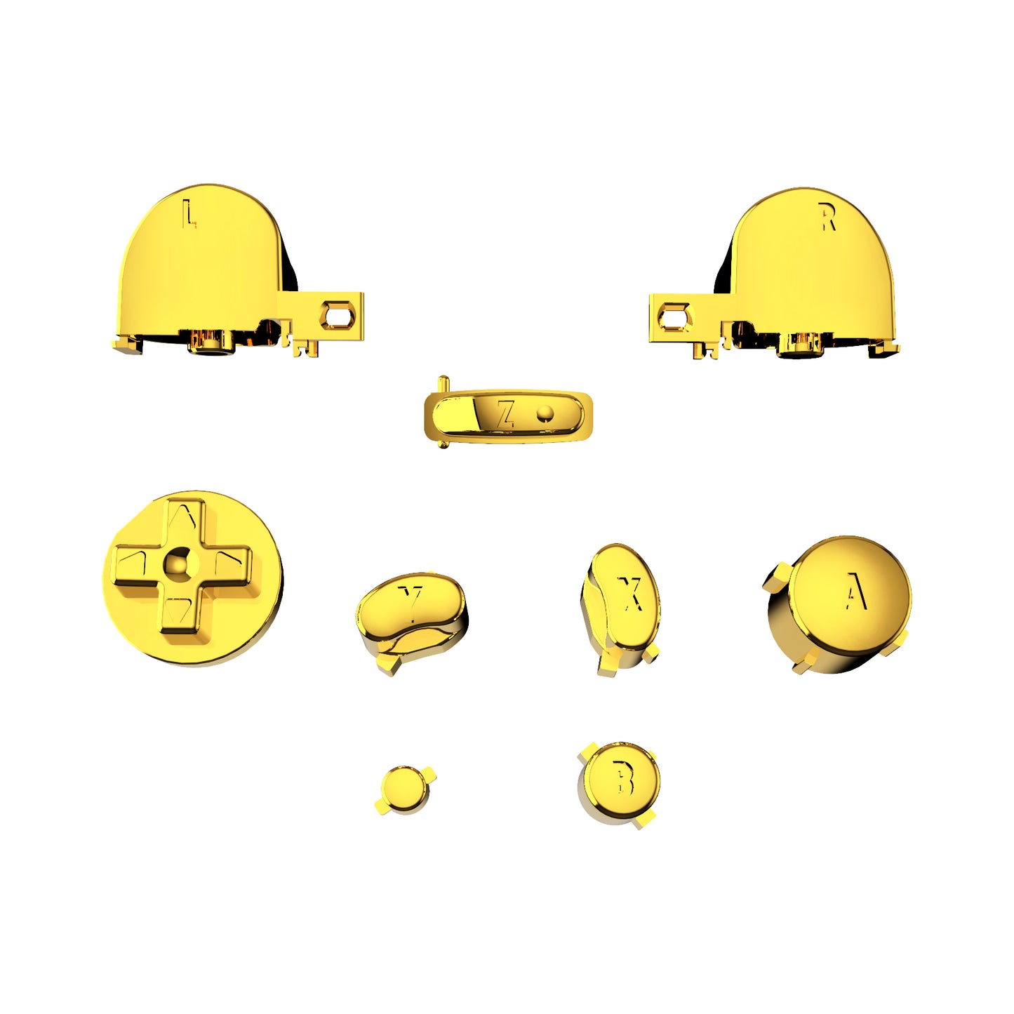 eXtremeRate Retail Chrome Gold Repair ABXY D-pad Z L R Keys for Nintendo GameCube Controller, DIY Replacement Full Set Buttons Thumbsticks & Tools for Nintendo GameCube Controller - Controller NOT Included - GCNJ3001