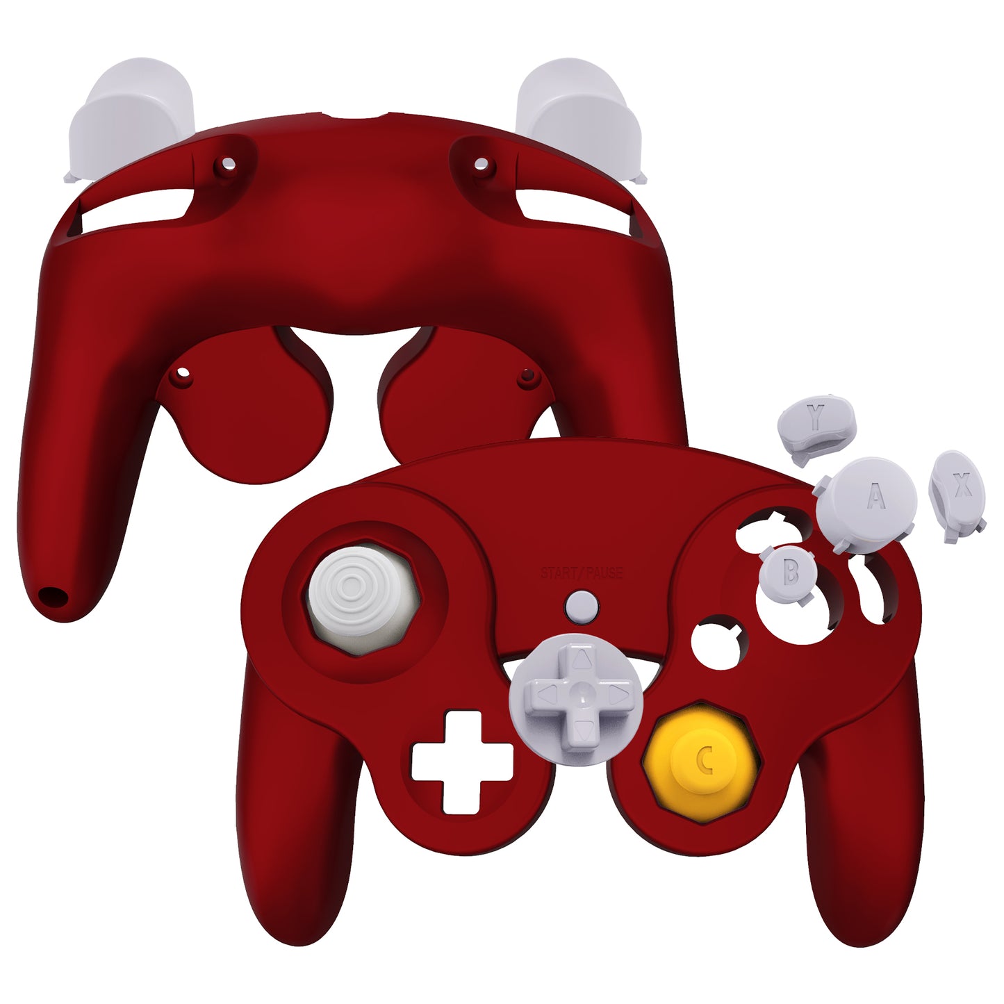 eXtremeRate Retail Scarlet Red Replacement Faceplate Backplate with Buttons for Nintendo GameCube Controller - GCNP3001