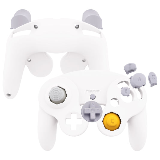 eXtremeRate Retail White Replacement Faceplate Backplate with Buttons for Nintendo GameCube Controller - GCNP3002